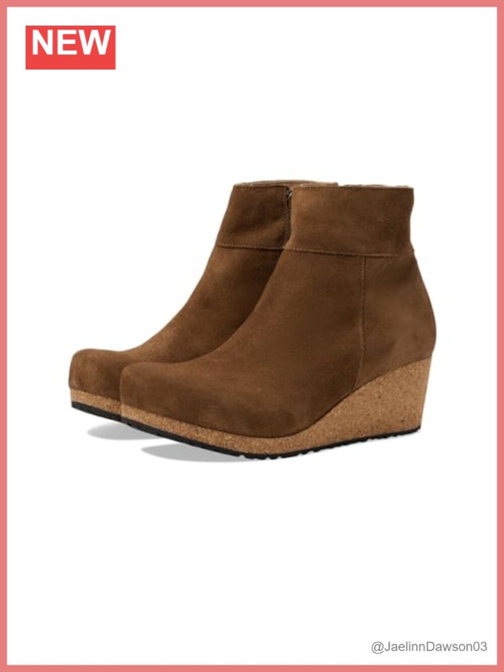 Wedge Ankle Bootie Suede Zip Closure Lightweight PU Sole